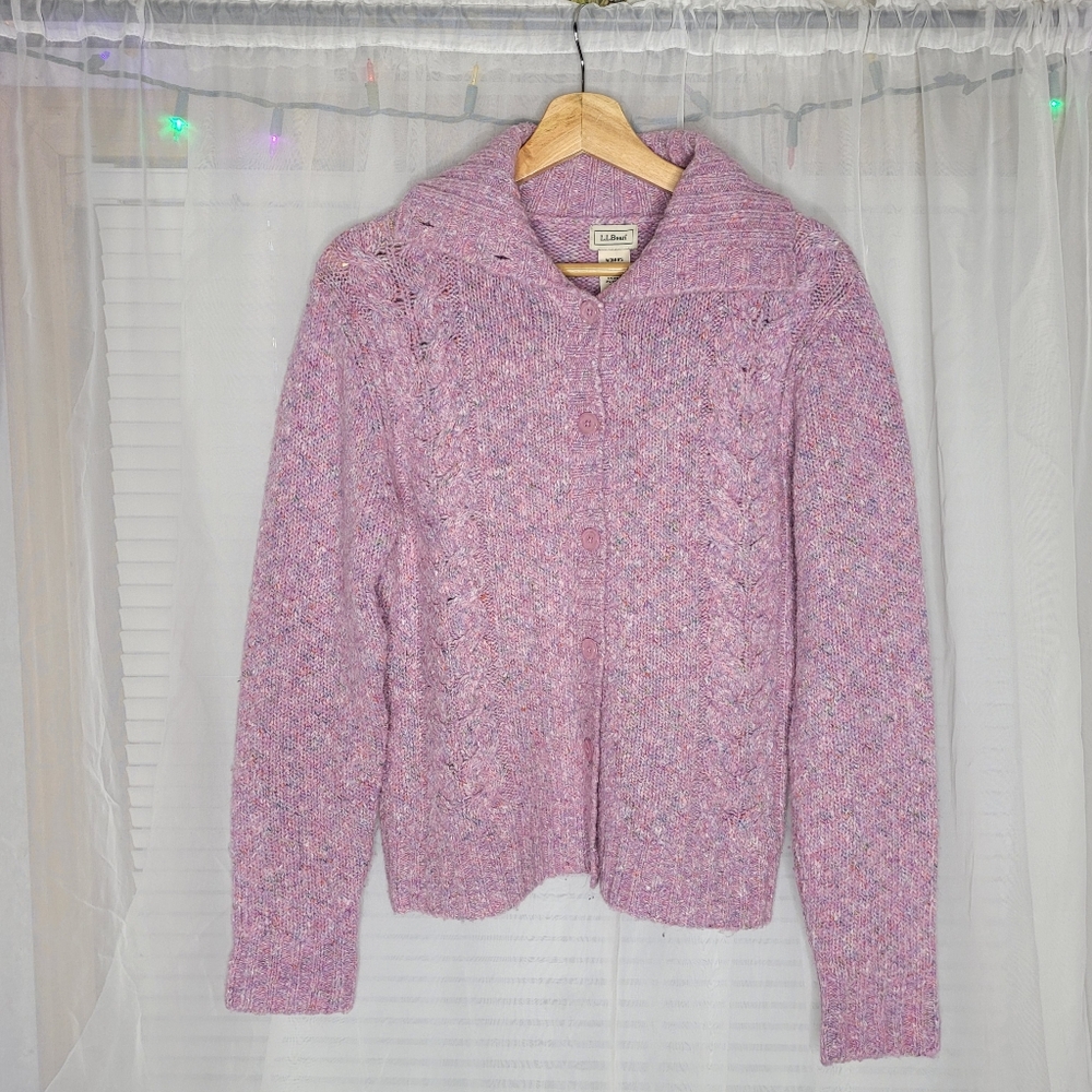 L.L. Bean Knit Sweater Womens Small Pink Wool Blend Vintage Cozy Coquette Preppy